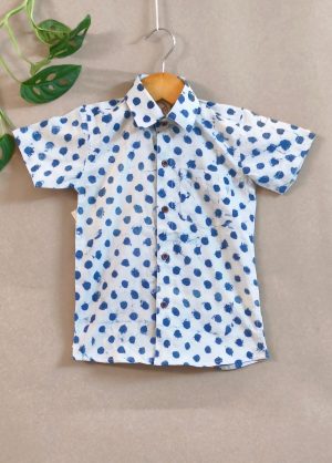 Indigo Cracked Polka Shirt